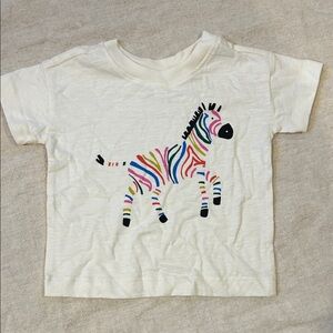 Hanna Andersson Baby Cream T-Shirt with Colorful Zebra